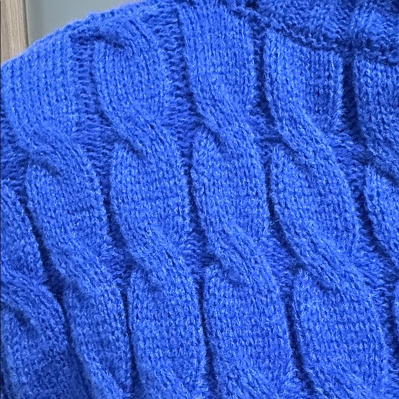 Royal Blue Cable Knit Mockneck Dress - Picture 3 of 5